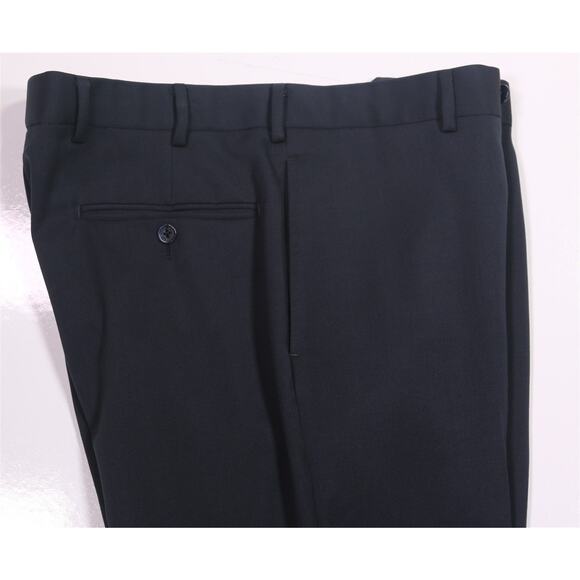 Brooks Brothers Madison Solid Black Flat Front Wool Dress Pants Trousers 36x26 - Picture 2 of 8